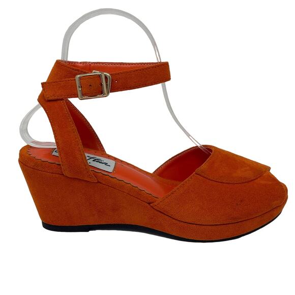 Lulu Hun London Vegan Suede Retro Wedge Sandals Size UK 4.5 US 6.5 - Picture 1 of 10